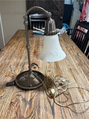 OTT-LITE Adjustable Metal Industrial Desk Lamp Brush Nickel Model 713Y22 Vintage